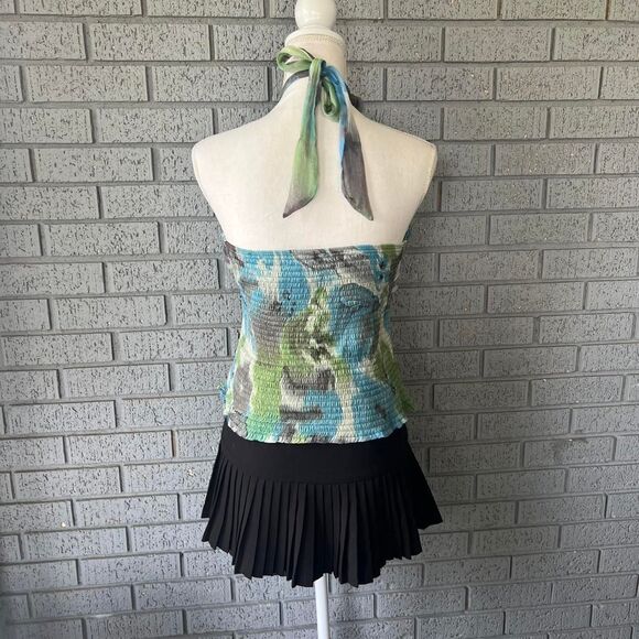 VTG Y2k Halter Top Smocked Going Out Blouse Size Small - Picture 6 of 8